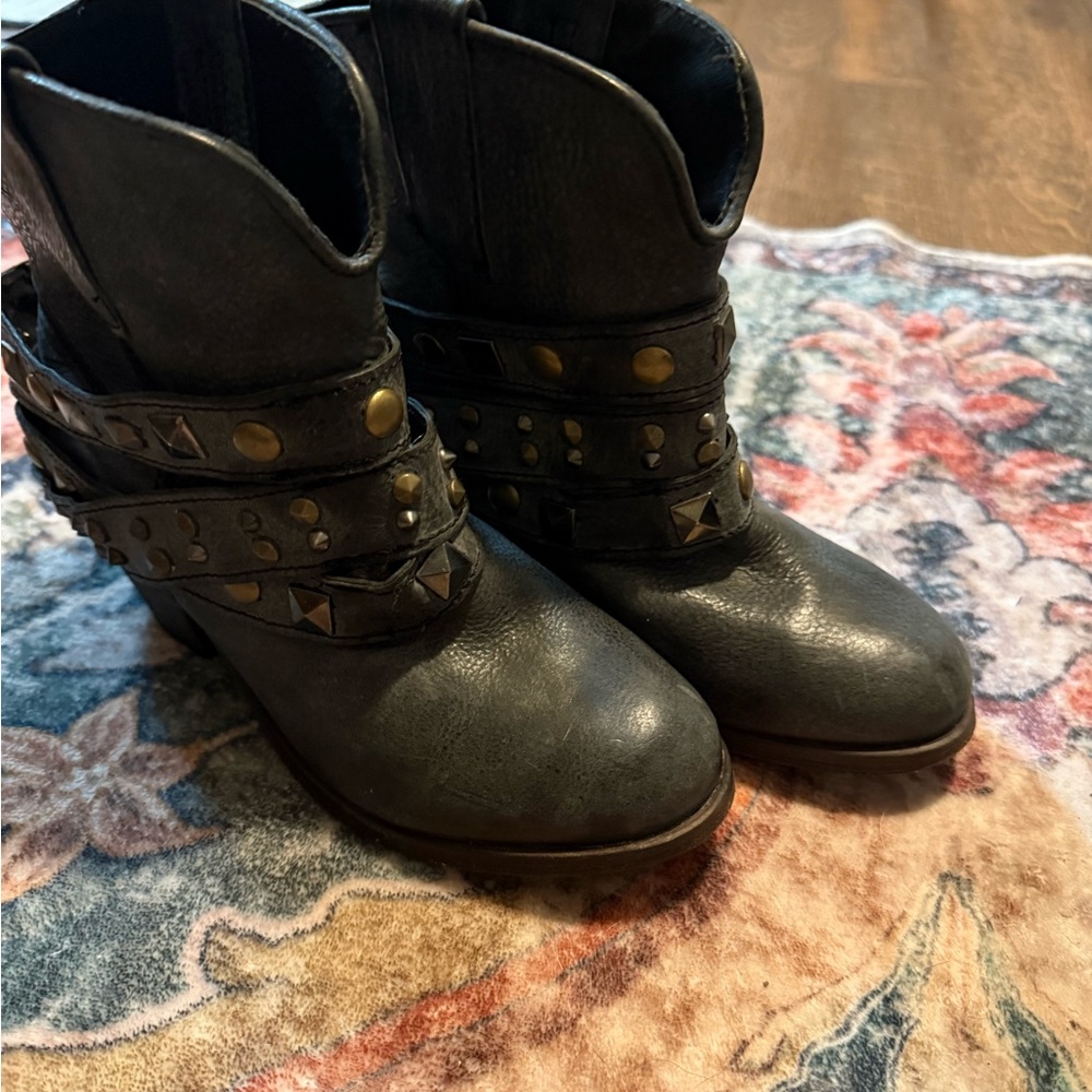 Corral Black Ankle Boots with Studded Straps
